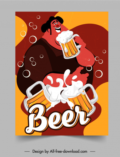 beer party poster clinking glasses fat man sketch