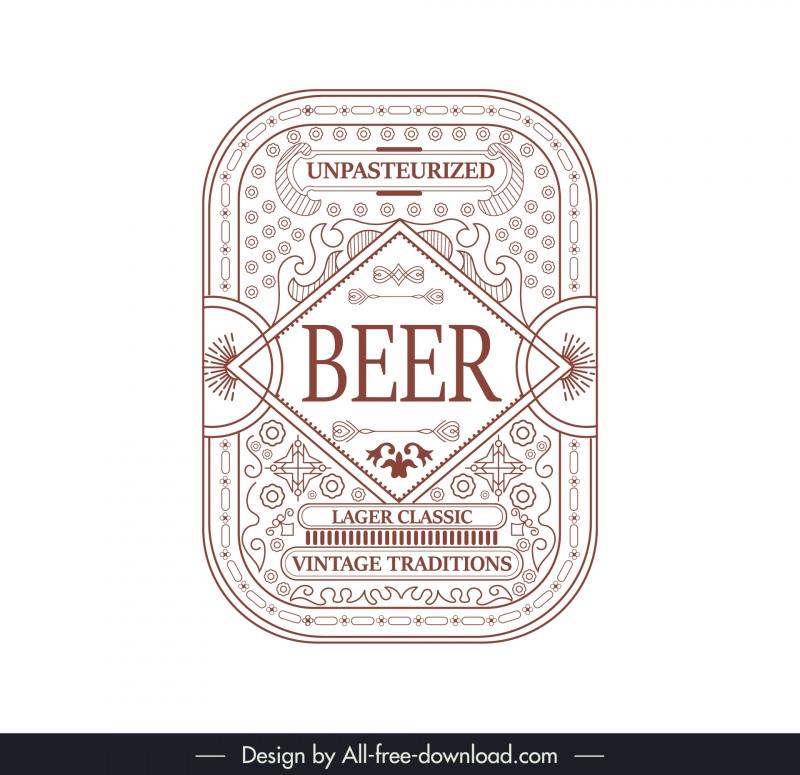 beer vintage label template symmetric design 