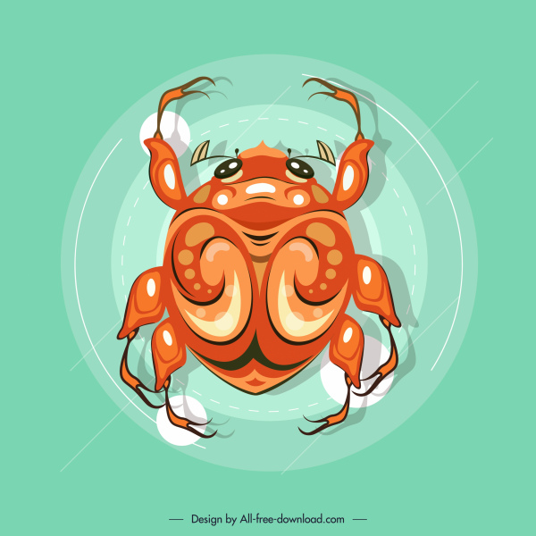 beetle creature icon orange modern flat sketch