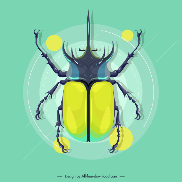 beetle insect icon colored modern flat sketch