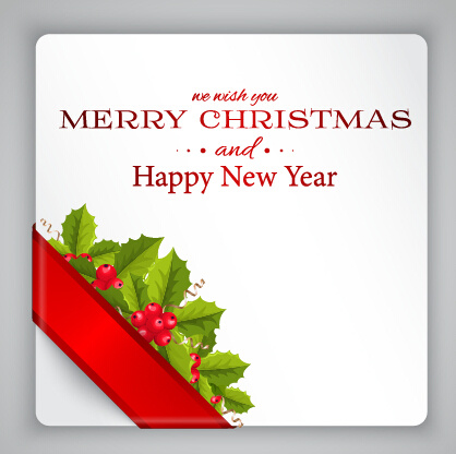 berries with christmas greeting card vector 