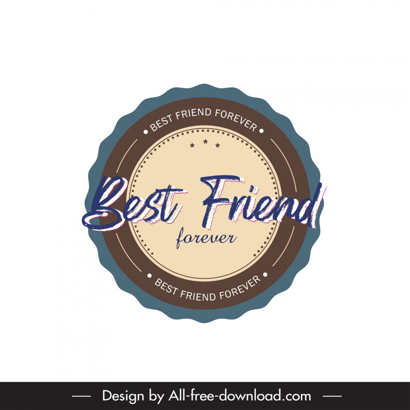 best friend forever stamp template serrated circle sketch