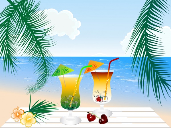 ocean beverage background colorful tropical seaside decor