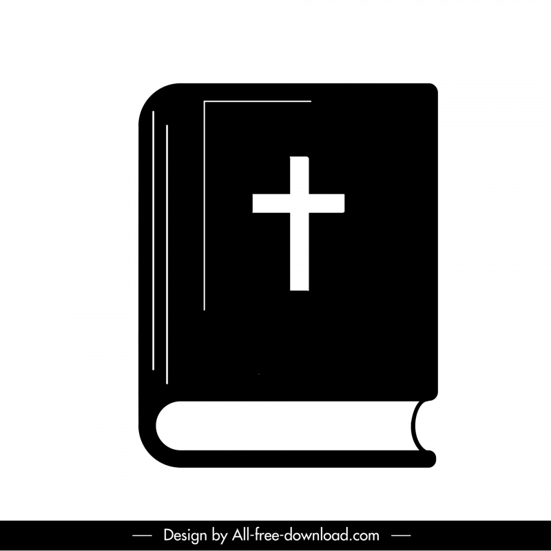 bible book icon black white 3d outline