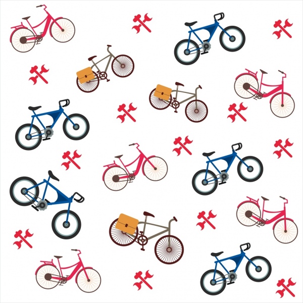 bicycle background colored flat symbols repeating style