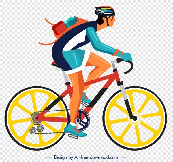 bicyclist icon colorful cartoon character sketch