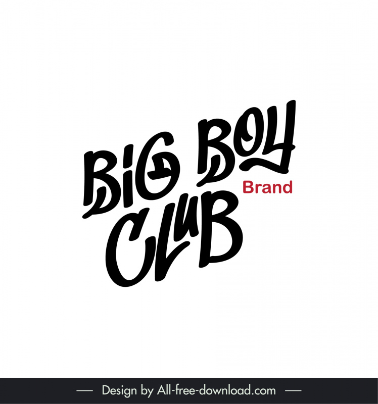 big boys club clothing brand logo flat handdrawn texts 