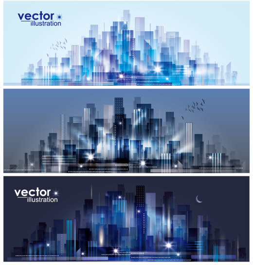 big city day and night vector