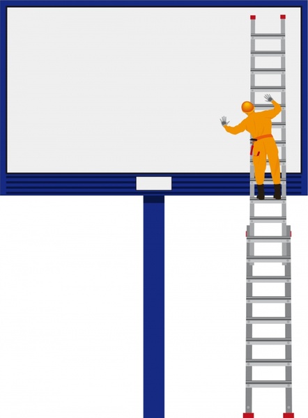 billboard background blank advertisement board climbing worker icons
