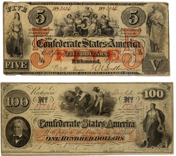 bills confederate states of america dollar