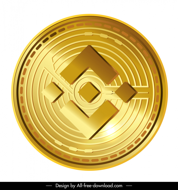 binance coin sign icon shiny golden symmetric design