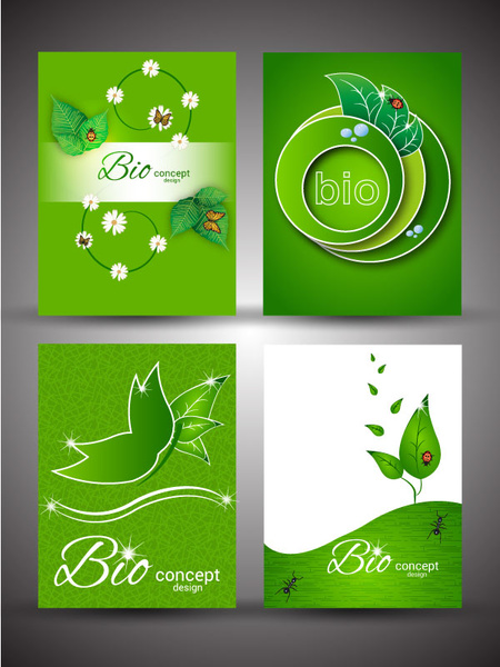 bio concept design sets with green color background 