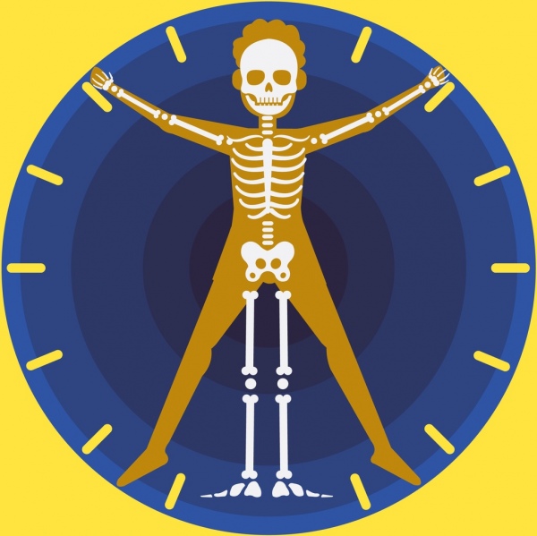 biological clock background skeleton icon circle decor