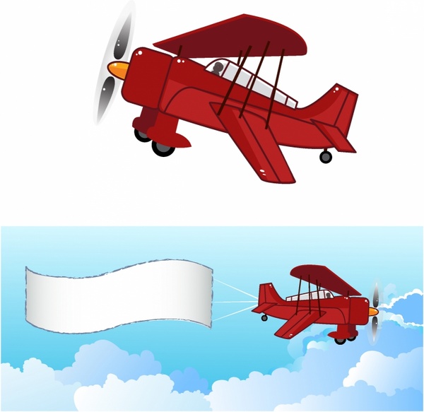 Biplane with banner