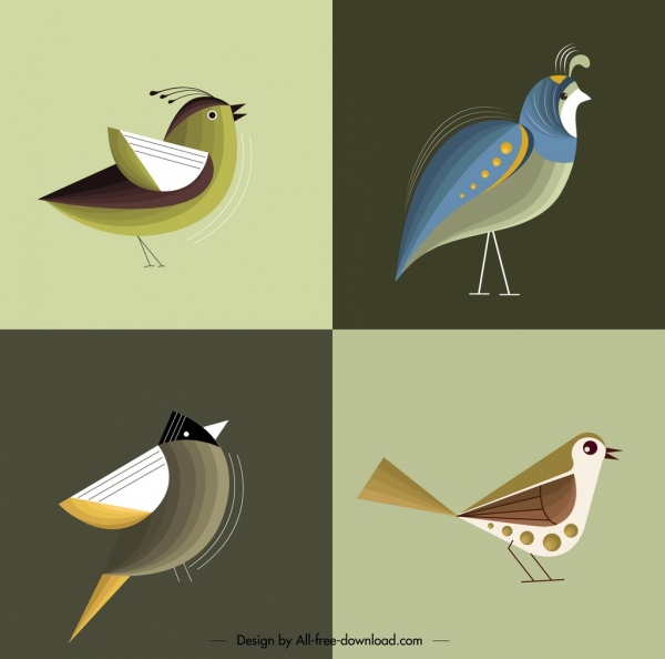 bird background templates classical colored flat decor