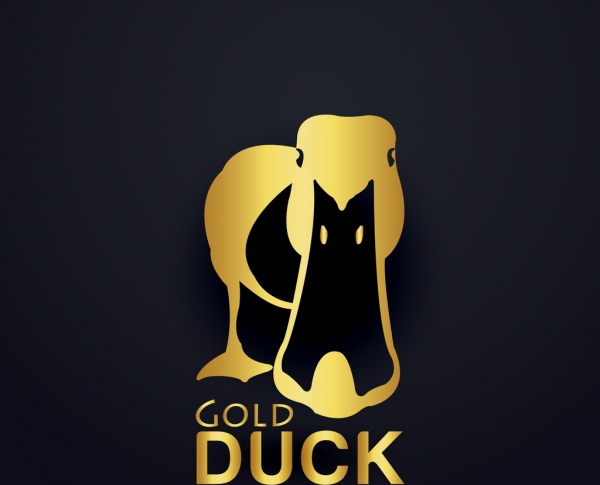 bird logo design golden duck icon dark design