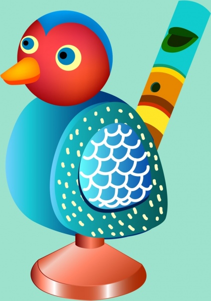 bird toy flute template colorful 3d design