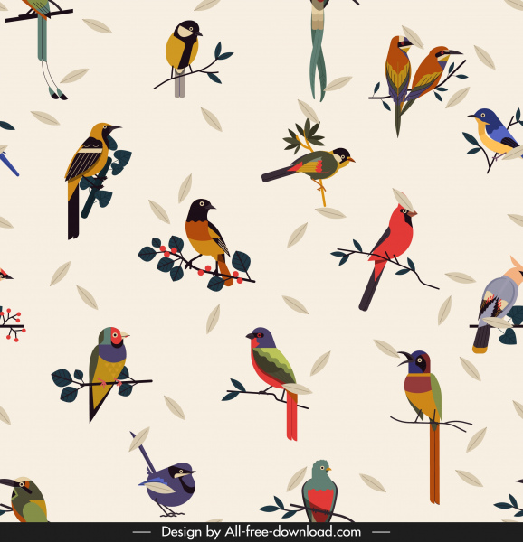 birds species background colorful classical design