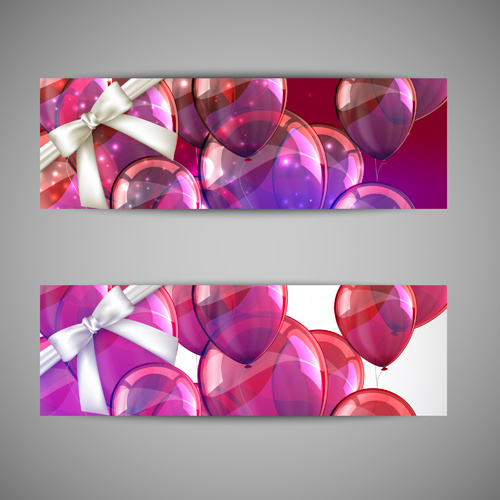 birthday banners colored balloons vector