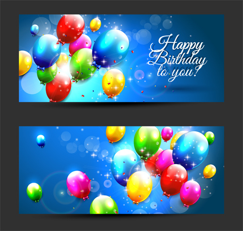 Birthday banners colored balloons vector Vectors graphic art designs in