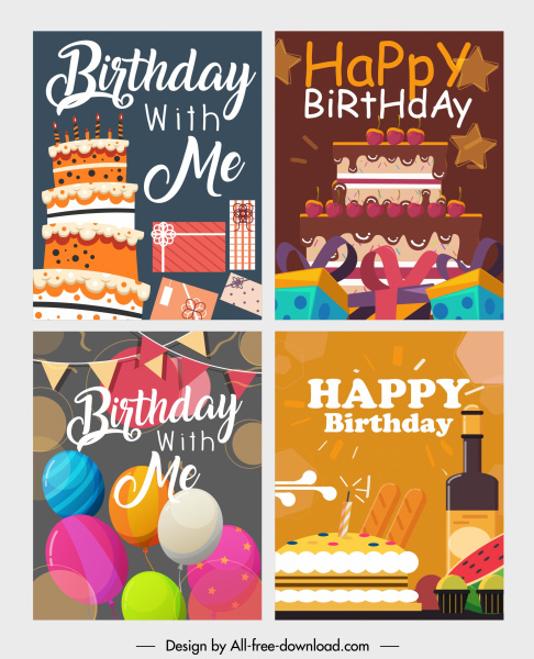 birthday banners templates colorful eventful decor classical design