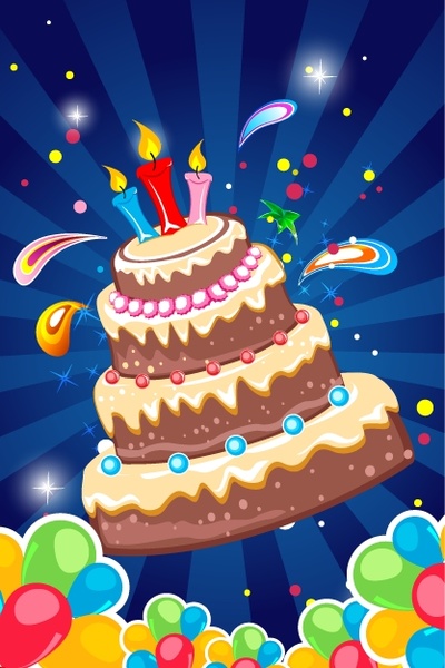 birthday background cakes candles and colorful balloons decoration