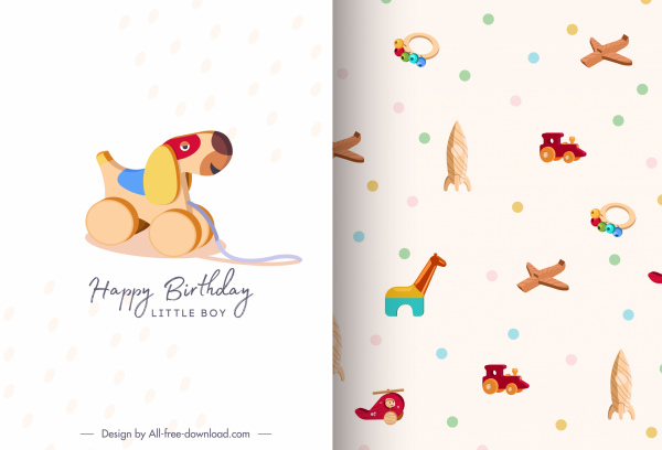 birthday card template cute bright wooden toys decor