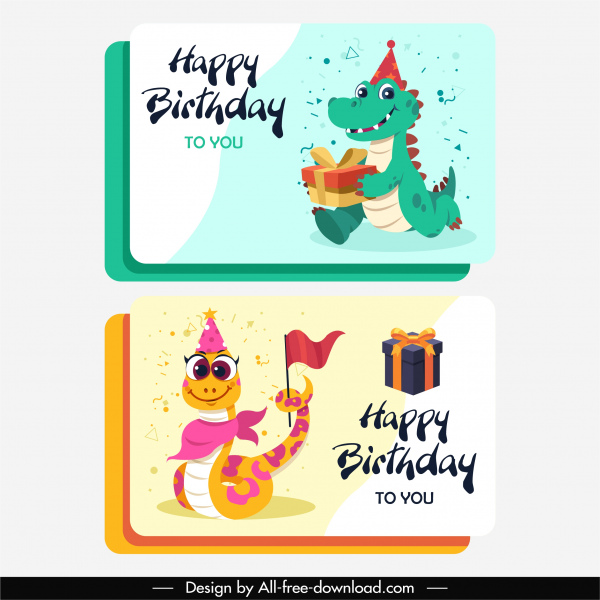 birthday card templates cute alligator snake sketch