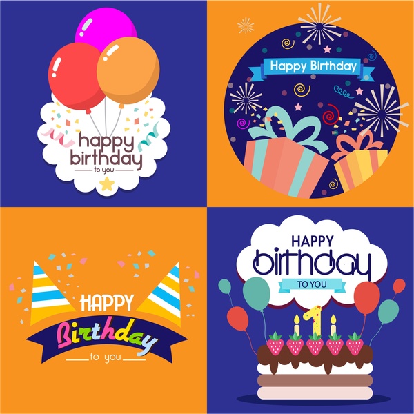  Birthday  card  templates  isolated with various styles Free 