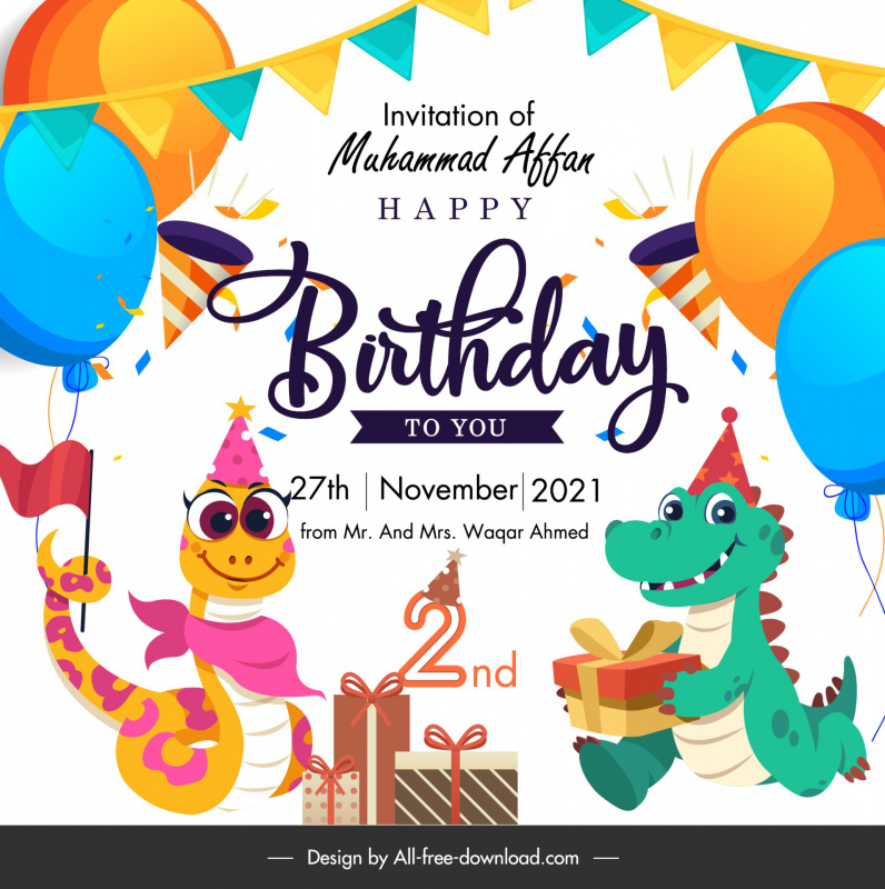 Free Vector  Animated birthday card invitation template