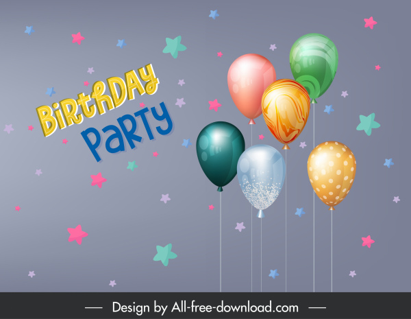 birthday party banner template modern colorful balloons decor