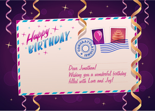 Birthday Postcard With Paper Tapes Vector Free Vector In Encapsulated Postscript Eps Eps Vector Illustration Graphic Art Design Format Format For Free Download 1 71mb