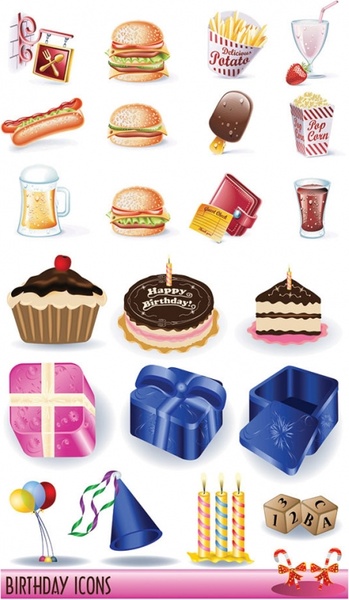 birthday vector goods and fast food