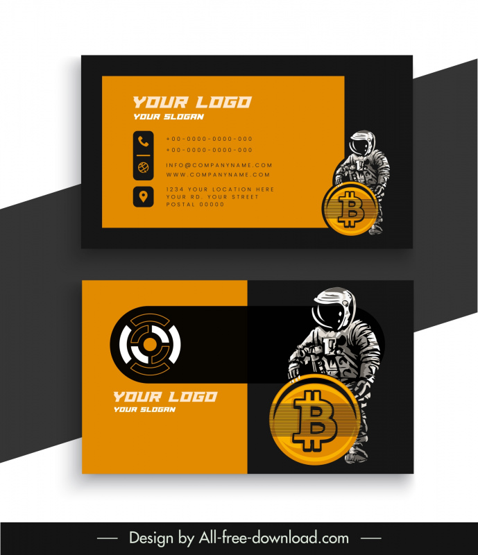 bitcoin business card template astronaut coin sketch