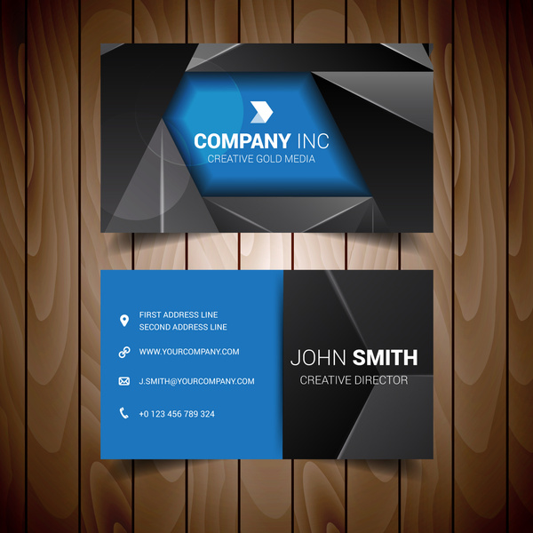 black and blue triangle business card