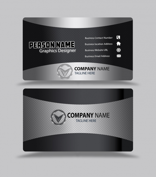 black and silver color business card design template psd