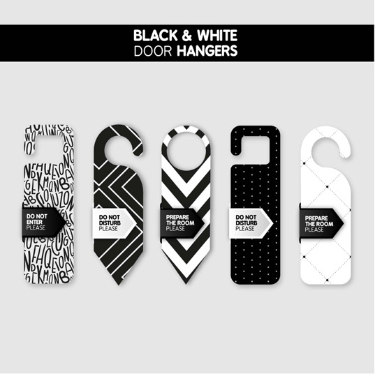 black and white door hangers vector