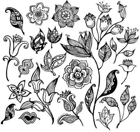 Black and white flower pattern vector Vectors graphic art designs in