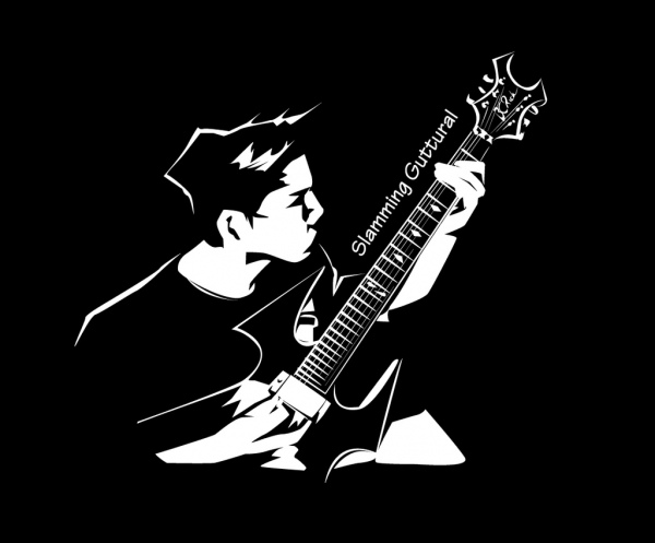 black and white guitar artist