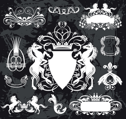 black and white heraldry coat of arms vector