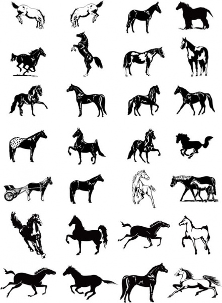 black and white horse clip art pictures