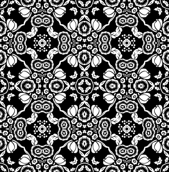 traditional pattern template black white seamless flowers decor