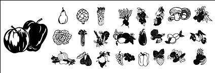 Black and white vector material fruits and vegetables Vectors graphic ...