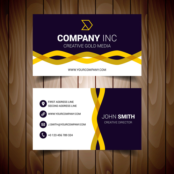 black and yellow wavy corporate business card