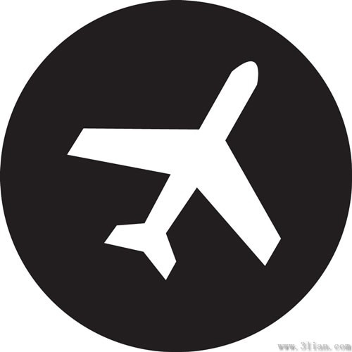 black background airplane icon vector 