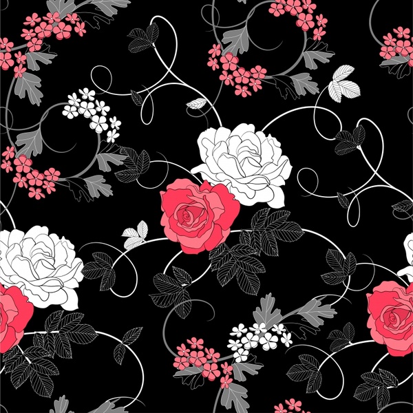 flowers painting colored contrast retro design