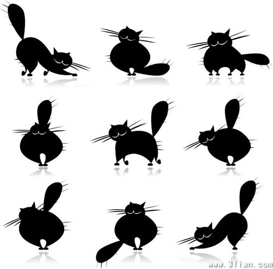 cats icons collection black silhouette design