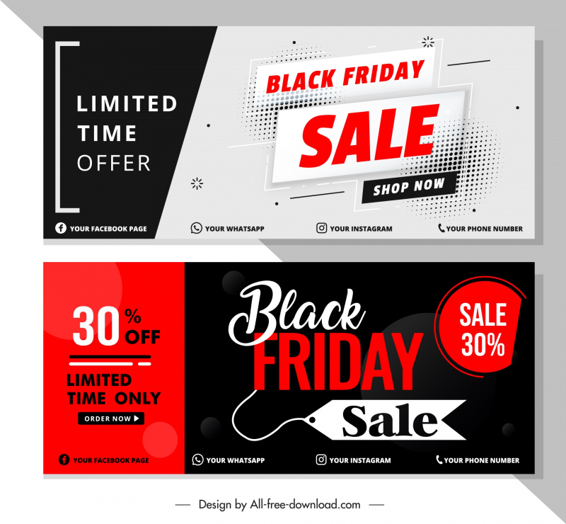 black friday discount banner template flat contrast plain 