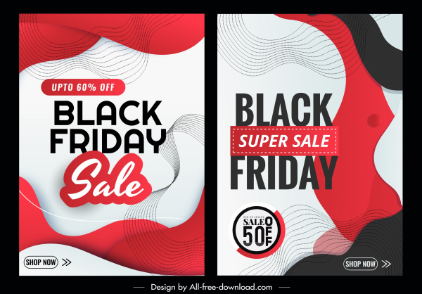 black friday poster templates abstract dynamic curved decor 