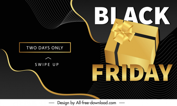 black friday sale banner contrast design 3d giftbox